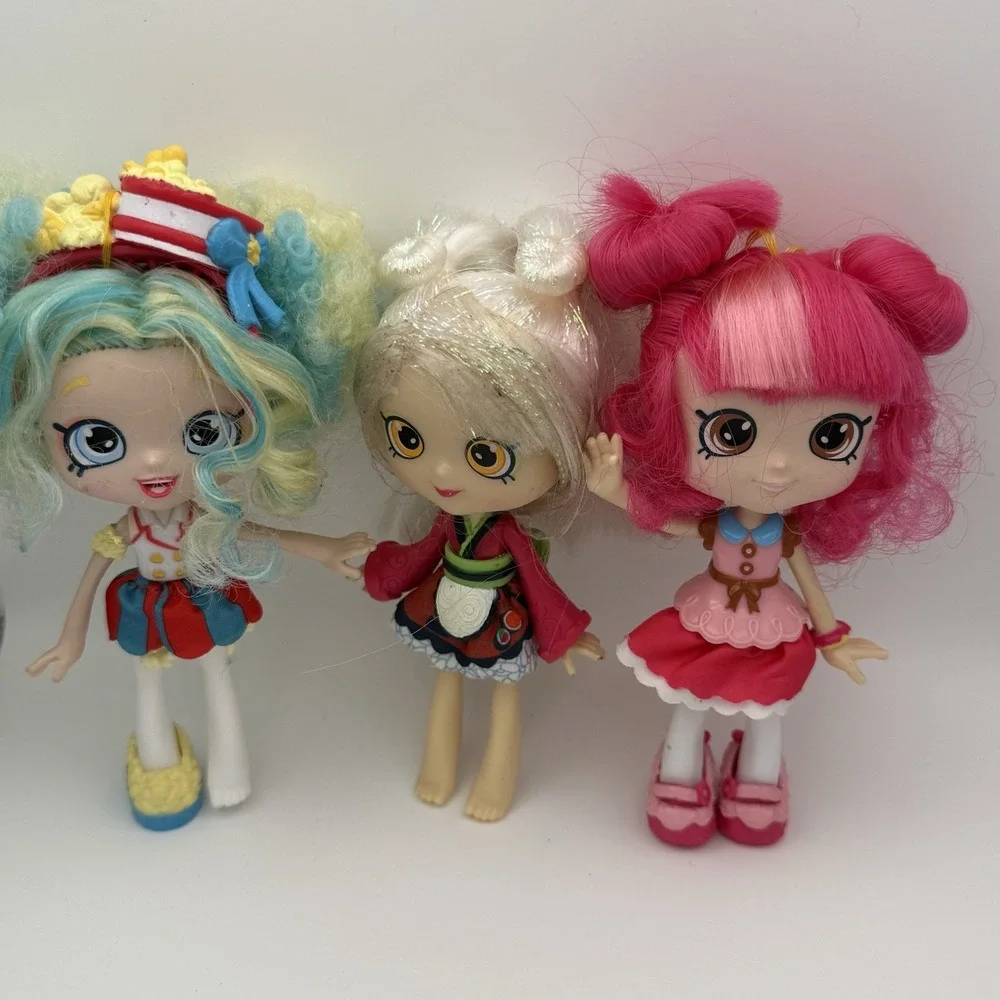 Shopkins‎ Shoppies Doll Lot of  3 Popette Popcorn,  Sara Sushi & Donatina Donut